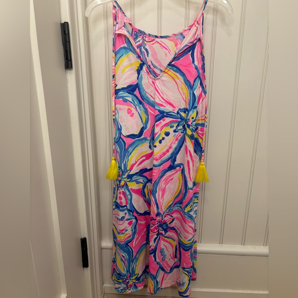 Lilly Pulitzer Pink and Blue Floral Midi Dress